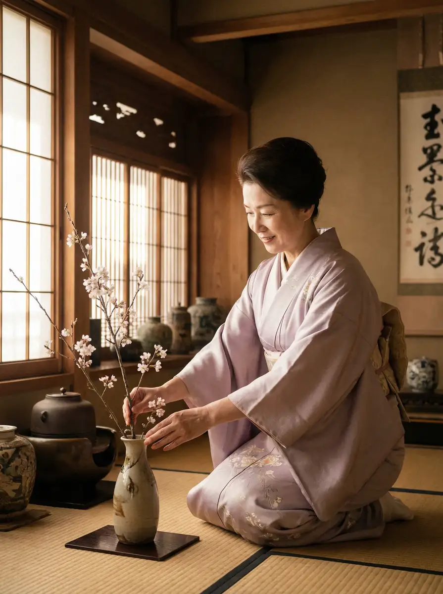 一位优雅的 困困狗-趣味短视频社区|每日更新搞笑视频|免费体验 在和室中插花